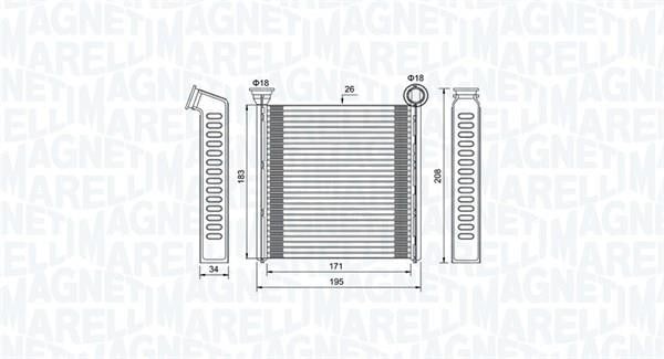 Magneti marelli 350218448000 Heat exchanger, interior heating 350218448000: Buy near me in Poland at 2407.PL - Good price!