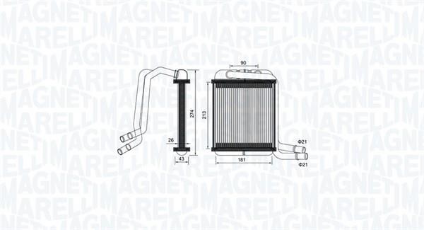 Magneti marelli 350218458000 Heat exchanger, interior heating 350218458000: Buy near me in Poland at 2407.PL - Good price!