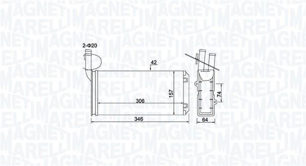 Magneti marelli 350218474000 Heat exchanger, interior heating 350218474000: Buy near me in Poland at 2407.PL - Good price!