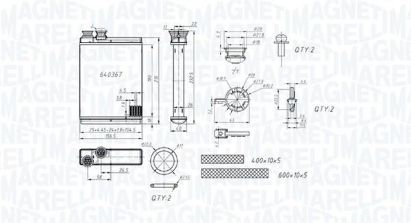 Magneti marelli 350218486000 Heat exchanger, interior heating 350218486000: Buy near me in Poland at 2407.PL - Good price!