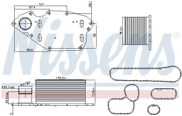 Nissens 91303 Oil Cooler, engine oil 91303: Buy near me at 2407.PL in Poland at an Affordable price!