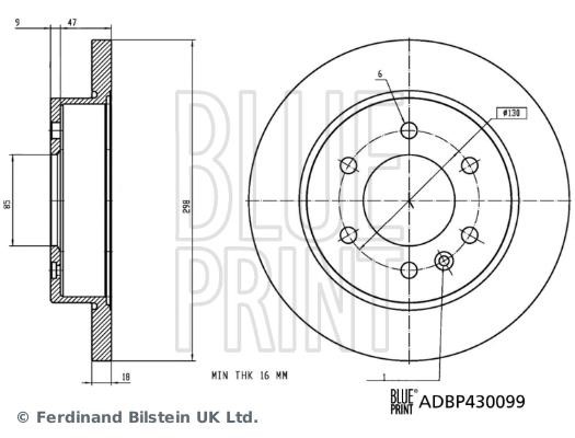 Blue Print ADBP430099 Тормозной диск задний невентилируемый ADBP430099: Отличная цена - Купить в Польше на 2407.PL!