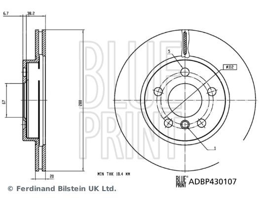 Blue Print ADBP430107 Front brake disc ventilated ADBP430107: Buy near me in Poland at 2407.PL - Good price!