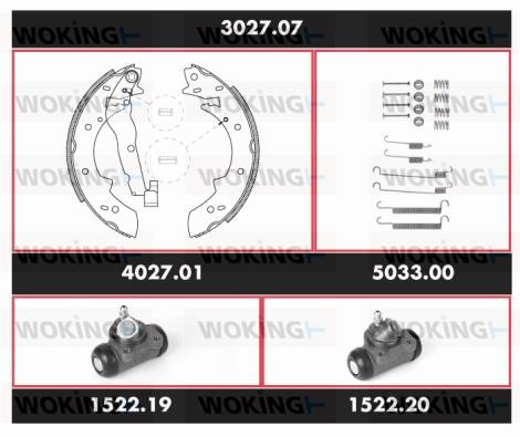 Woking 302707 Brake shoe set 302707: Buy near me in Poland at 2407.PL - Good price!
