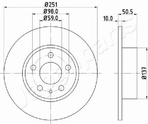 Japanparts DP-0202 Rear brake disc, non-ventilated DP0202: Buy near me in Poland at 2407.PL - Good price!