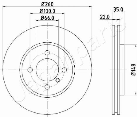 Japanparts DI-0158 Front brake disc ventilated DI0158: Buy near me in Poland at 2407.PL - Good price!