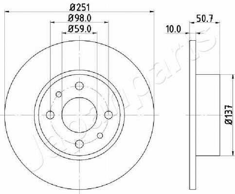 Japanparts DP-0206 Rear brake disc, non-ventilated DP0206: Buy near me in Poland at 2407.PL - Good price!