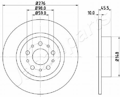 Japanparts DP-0203 Rear brake disc, non-ventilated DP0203: Buy near me in Poland at 2407.PL - Good price!