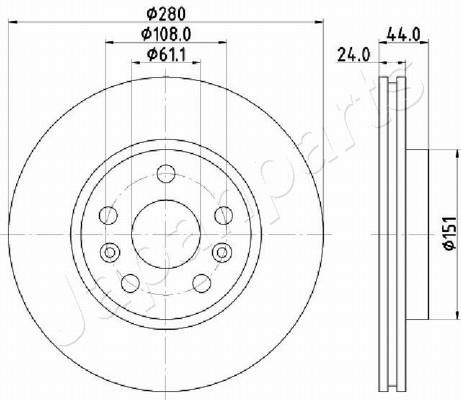 Japanparts DI-0716 Front brake disc ventilated DI0716: Buy near me in Poland at 2407.PL - Good price!