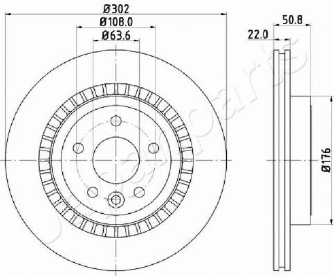 Japanparts DP-0325 Rear ventilated brake disc DP0325: Buy near me in Poland at 2407.PL - Good price!