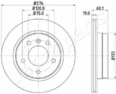 Japanparts DP-0111 Rear ventilated brake disc DP0111: Buy near me in Poland at 2407.PL - Good price!