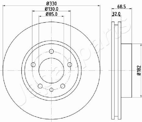Japanparts DI-0957 Front brake disc ventilated DI0957: Buy near me in Poland at 2407.PL - Good price!