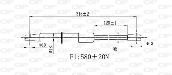 Open parts GSR6521.00 Gas hood spring GSR652100: Buy near me at 2407.PL in Poland at an Affordable price!