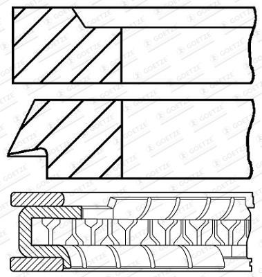 Goetze 08-406309-10 Piston rings for 1 cylinder, set, 0.75mm 0840630910: Buy near me in Poland at 2407.PL - Good price!