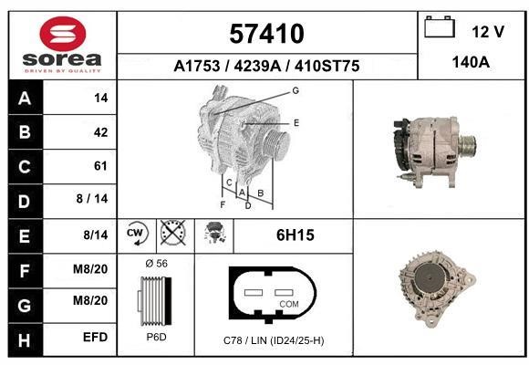 EAI 57410 Alternator 57410: Buy near me in Poland at 2407.PL - Good price!
