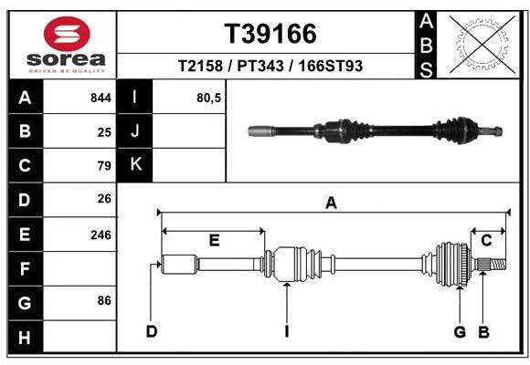 EAI T39166 Drive shaft T39166: Buy near me in Poland at 2407.PL - Good price!