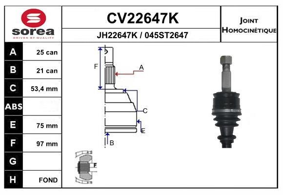 EAI CV22647K Комплект шарнірів, приводний вал CV22647K: Приваблива ціна - Купити у Польщі на 2407.PL!