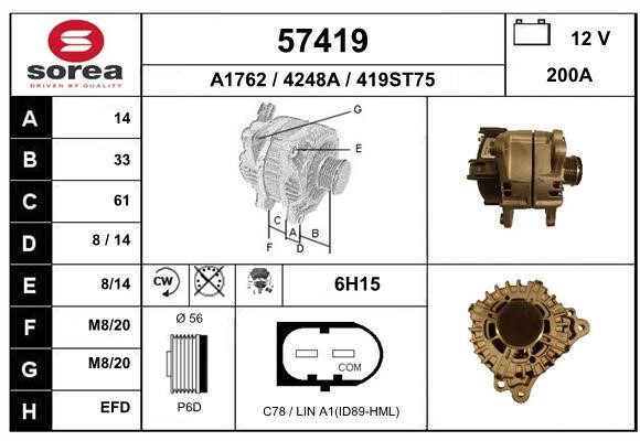 EAI 57419 Alternator 57419: Buy near me in Poland at 2407.PL - Good price!
