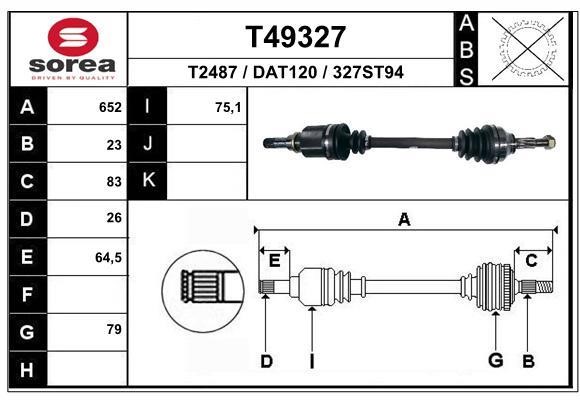 EAI T49327 Drive shaft T49327: Buy near me in Poland at 2407.PL - Good price!