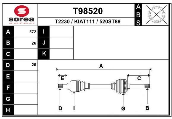 EAI T98520 Вал привідний T98520: Приваблива ціна - Купити у Польщі на 2407.PL!