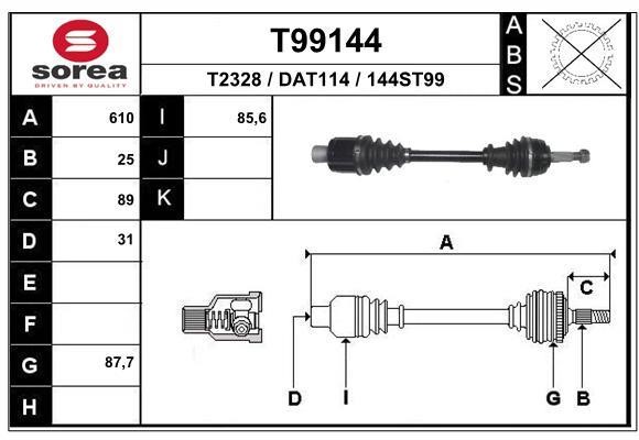 EAI T99144 Drive Shaft T99144: Buy near me in Poland at 2407.PL - Good price!