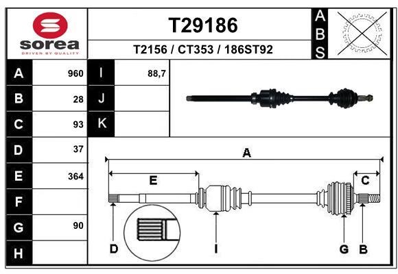 EAI T29186 Drive shaft T29186: Buy near me in Poland at 2407.PL - Good price!
