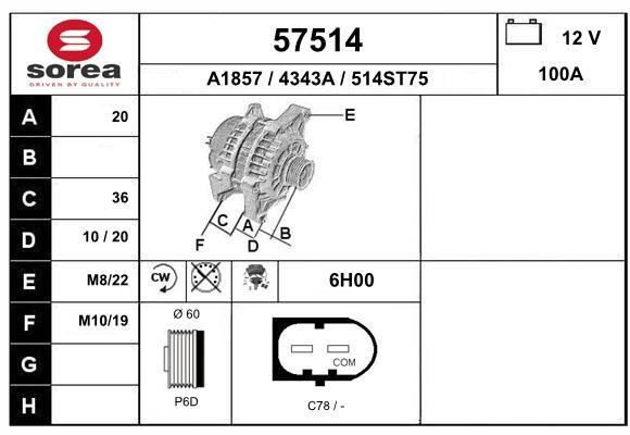 EAI 57514 Alternator 57514: Dobra cena w Polsce na 2407.PL - Kup Teraz!