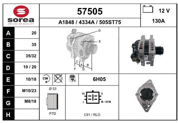 EAI 57505 Alternator 57505: Buy near me in Poland at 2407.PL - Good price!