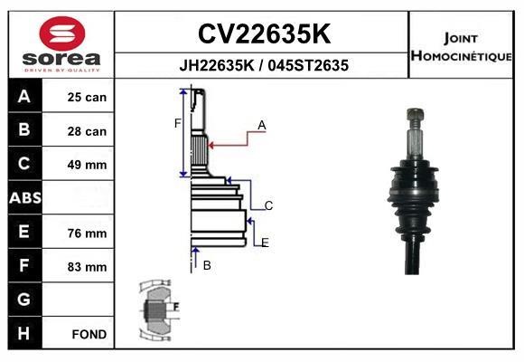 EAI CV22635K Joint Kit, drive shaft CV22635K: Buy near me in Poland at 2407.PL - Good price!