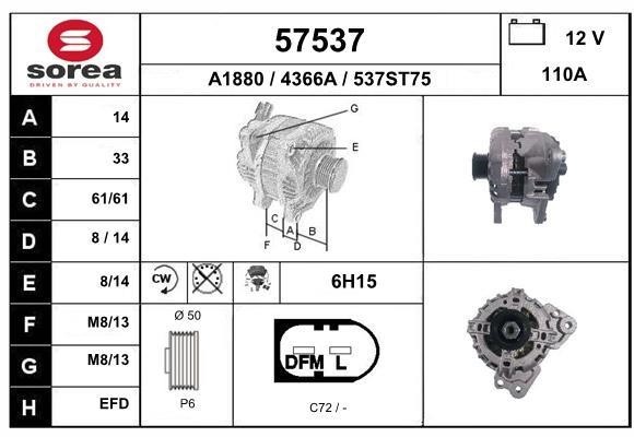 EAI 57537 Alternator 57537: Buy near me in Poland at 2407.PL - Good price!