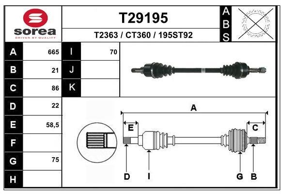 EAI T29195 Drive shaft T29195: Buy near me in Poland at 2407.PL - Good price!