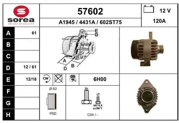 EAI 57602 Alternator 57602: Buy near me in Poland at 2407.PL - Good price!