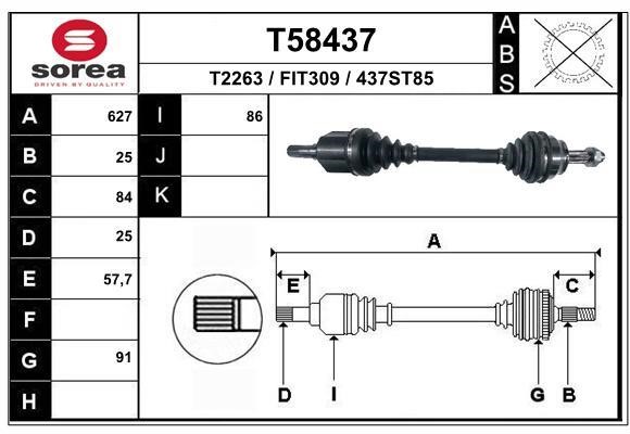 EAI T58437 Drive shaft T58437: Buy near me in Poland at 2407.PL - Good price!