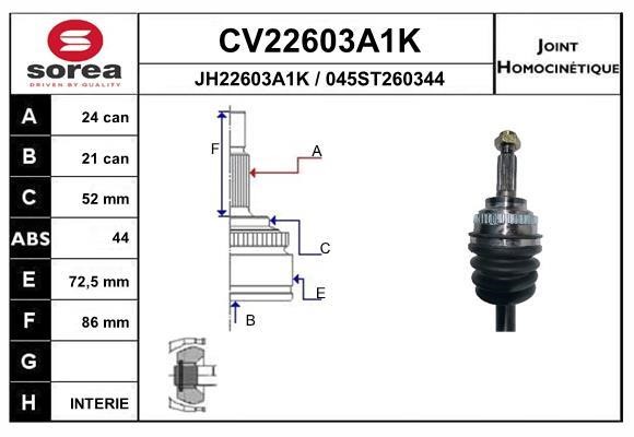 EAI CV22603A1K CV joint CV22603A1K: Buy near me in Poland at 2407.PL - Good price!