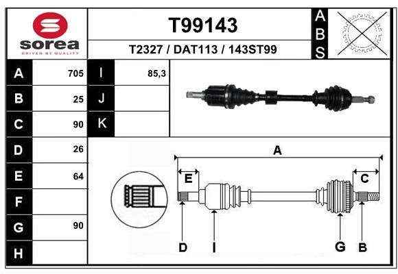 EAI T99143 Drive Shaft T99143: Buy near me in Poland at 2407.PL - Good price!
