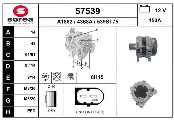 EAI 57539 Alternator 57539: Buy near me in Poland at 2407.PL - Good price!
