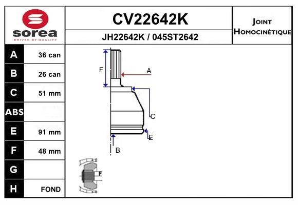 EAI CV22642K Przegub homokinetyczny CV22642K: Dobra cena w Polsce na 2407.PL - Kup Teraz!