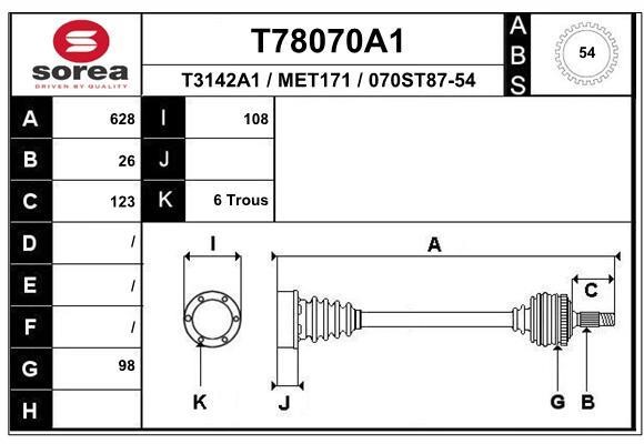 EAI T78070A1 Wał napędowy T78070A1: Dobra cena w Polsce na 2407.PL - Kup Teraz!