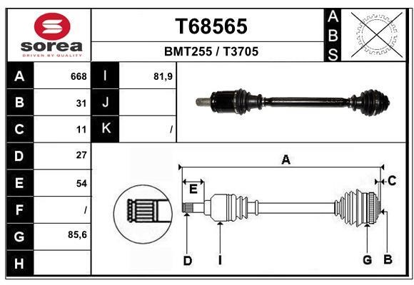 EAI T68565 Drive shaft T68565: Buy near me in Poland at 2407.PL - Good price!