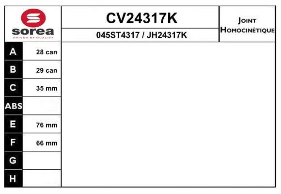 EAI CV24317K ШРУС CV24317K: Отличная цена - Купить в Польше на 2407.PL!