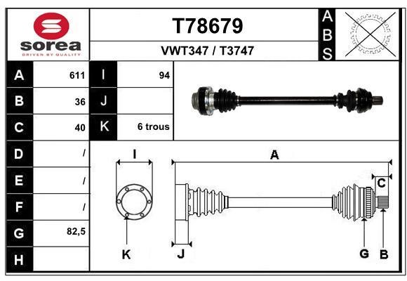 EAI T78679 Drive shaft T78679: Buy near me in Poland at 2407.PL - Good price!