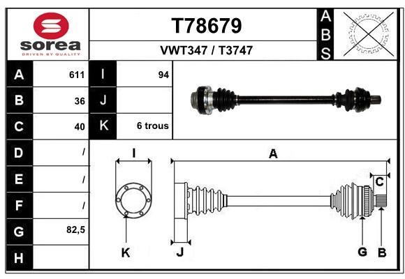 EAI T78679 Antriebswelle T78679: Kaufen Sie zu einem guten Preis in Polen bei 2407.PL!