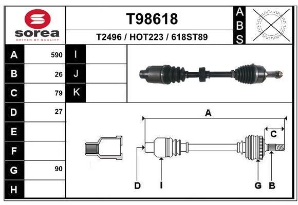 EAI T98618 Drive shaft T98618: Buy near me in Poland at 2407.PL - Good price!