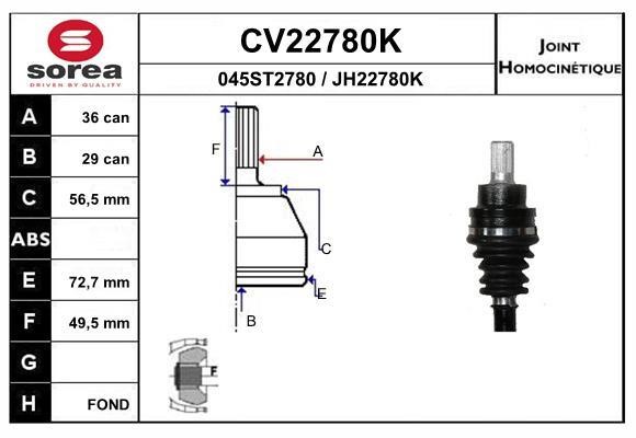 EAI CV22780K ШРУС CV22780K: Отличная цена - Купить в Польше на 2407.PL!