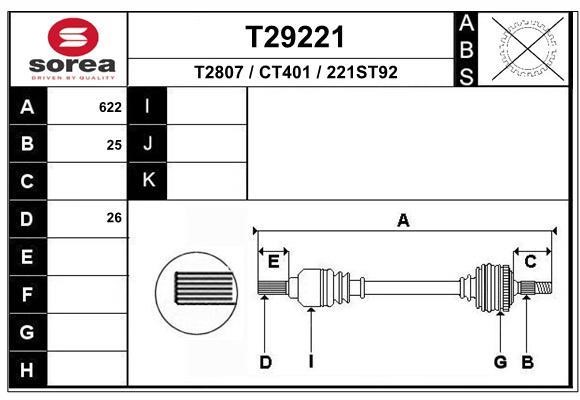 EAI T29221 Drive shaft T29221: Buy near me in Poland at 2407.PL - Good price!