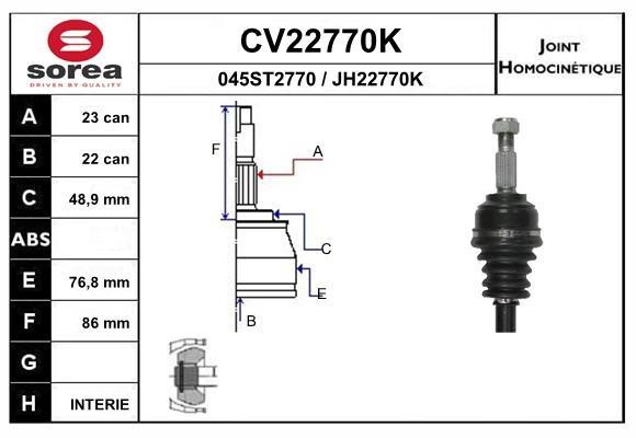 EAI CV22770K Joint kit, drive shaft CV22770K: Buy near me in Poland at 2407.PL - Good price!
