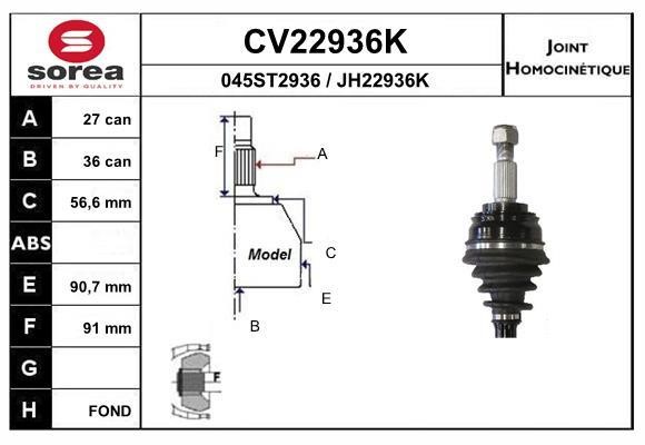 EAI CV22936K Przegub homokinetyczny CV22936K: Atrakcyjna cena w Polsce na 2407.PL - Zamów teraz!