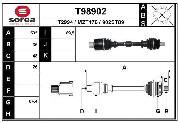 EAI T98902 Drive shaft T98902: Buy near me in Poland at 2407.PL - Good price!