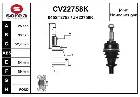 EAI CV22758K Gelenksatz, antriebswelle CV22758K: Kaufen Sie zu einem guten Preis in Polen bei 2407.PL!