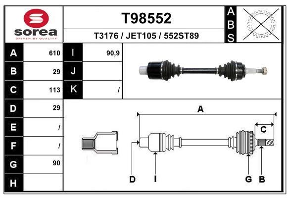 EAI T98552 Drive shaft T98552: Buy near me in Poland at 2407.PL - Good price!